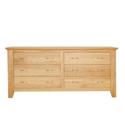 Low 6 Drawer Wide Wooden Chest Furniture