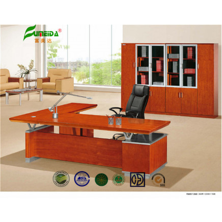 MDF High End Metal Frame Wood Veneer Office Table