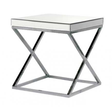 Mirror Furniture Side End Table with Mirrored Glass Veneer