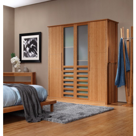 Modern Bamboo Wardrobe with Sliding Door for Bedroom