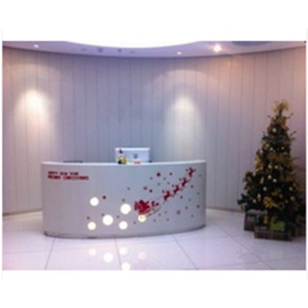 Modern Curved High Glossy White Salon Reception Desk (HX20)