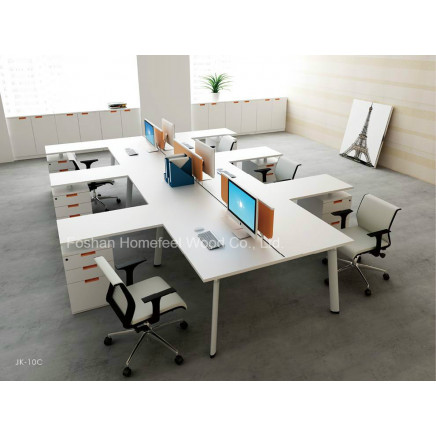Modern Elegant Style White Wooden Workstation Partition Office Screen (HF-YZJK010)
