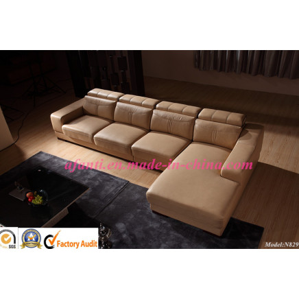 Modern European Wooden Leather Sofa Furniture Sofa Set (N829)