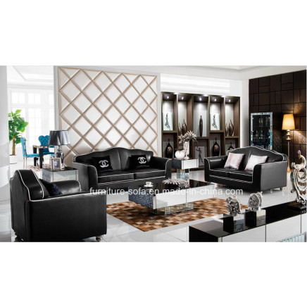 Modern Furniture Black 123seater Top Leather Sofa (K01)