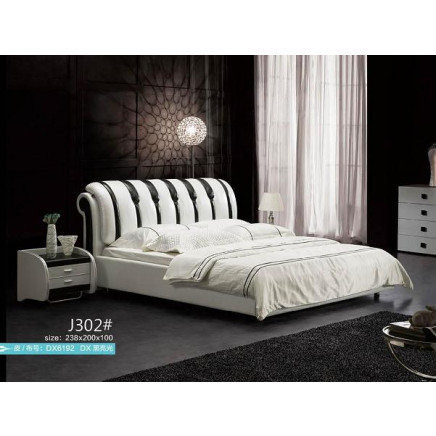 Modern Furniture Home Hotel Soft Double Leather Bed (J302 #)
