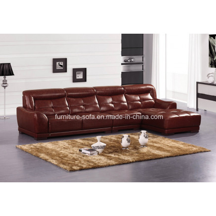 Modern House Chinese Brown Leather Corner Sofa (B73)