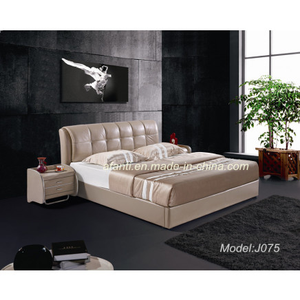 Modern Leather Hotel & Bedroom Furniture with Bedstands (J075)