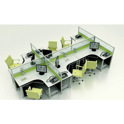 New Design Layout 6 Seats Office Partition Cubicles Workstation (HF-YZ033)