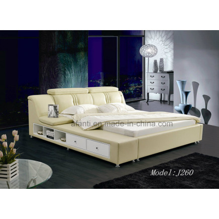 New Design Modern Bed Leather Bedroom/Home Furniture with Storage (J260)