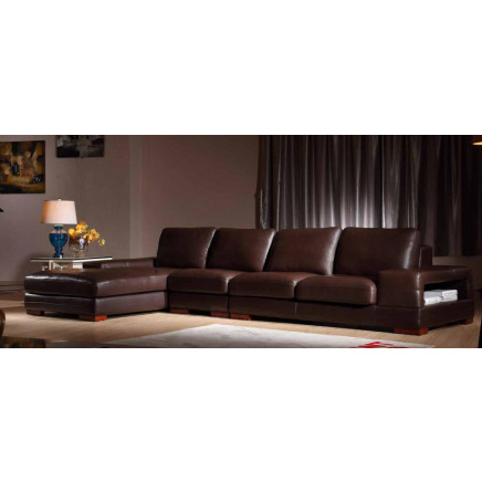 Newest Simple Design Leather Sofa with Chaise (N821)