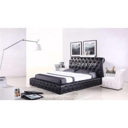 Nice Modern Europea Black Leather Bed S512