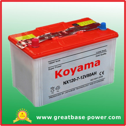 Nx120-7 (12V80AH) Dry Charged Battery for Japanese Car