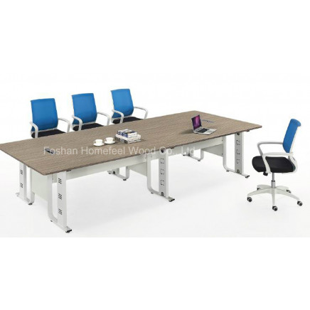 Oak Melamine Board Modern Conference Table with Metal Frame (HF-BB032)