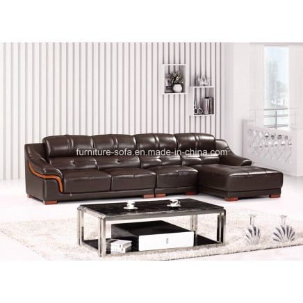 Office Furniture Chinese Style Brown Top Leather Sofa (B81)