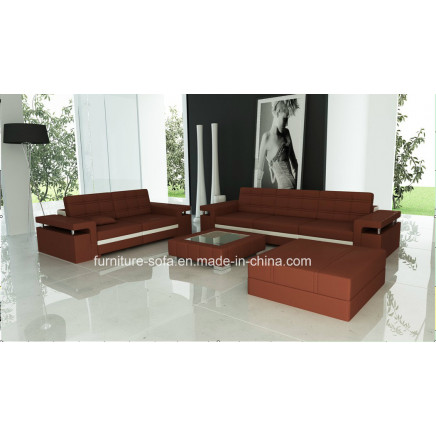 Office Furniture Wood Frame Top Leather Chaise Sofa (SF157)