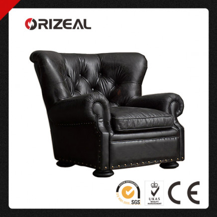 Orizeal Churchill Leather Nailhead Chair with Classic Tufted Back (OZ-LS-2020)