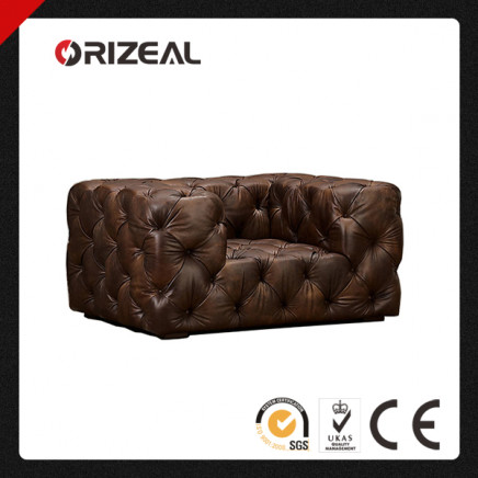 Orizeal Soho Tufted Genuine Leather Chair (OZ-LS-2034)