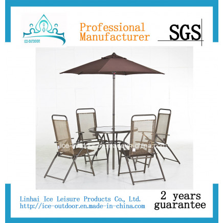 Outdoor Furniture Garden Furniture Textilene Chair Table Dining Set (Ice-044)