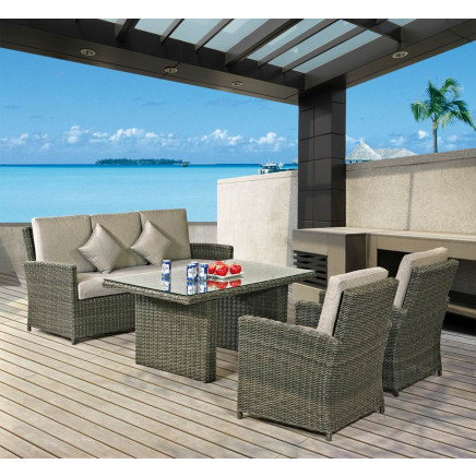 Outdoor Leisure Furniture Half Round Rattan Sofa with Table