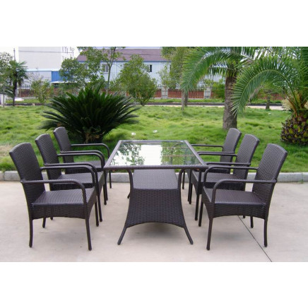 Outdoor Rattan Table and Chair Garden Wikcer Dining Set (PAD-023)