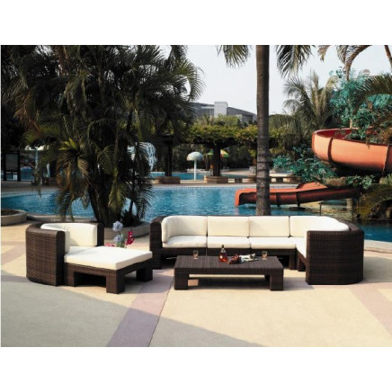 PE Rattan Aluminium Furniture Poolside Sofa Set (S0048)