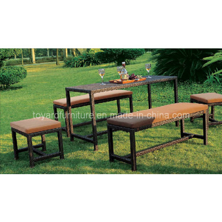 Patio Rattan/Wicker Bistro Bench Chair and Table Set-Garden/Outdoor Furniture