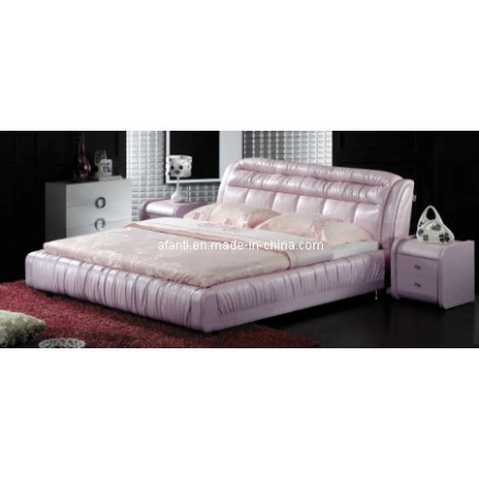 Pink Double Leather Luxury Bed (RFT-A043#)