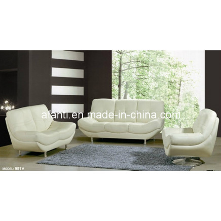 Popular, Comfortable Living Room Furniture White Leather Sectional Sofa (877)