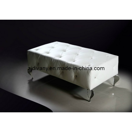 Post-Modern Leather Long Stool with Crystal Buttons