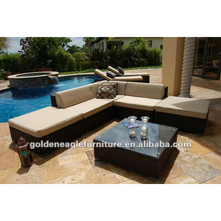 Rattan Furniture Compound Sofa with Footstool