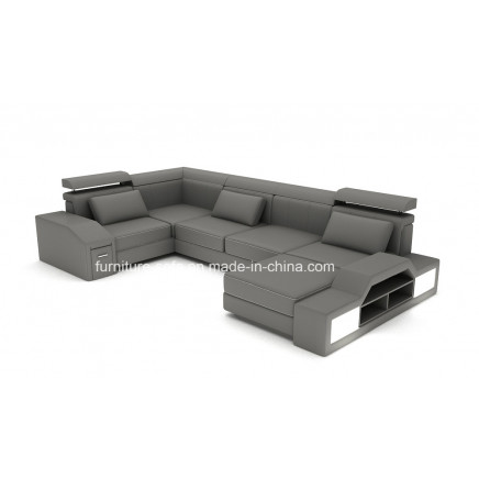 Rest Room Fashion Furniture Wood Top Leather Sofa (SF188)