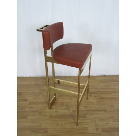 Restaurant Bar Stool Brass Metal Frame