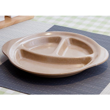 Reusable Natural Rice Husk Fibre Plate/ Children Three Compartment Plate