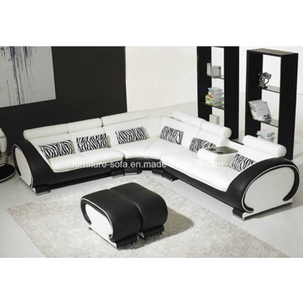 Round Armrest Hot 2seat+2seat+Corner Leather Sofa (S012)