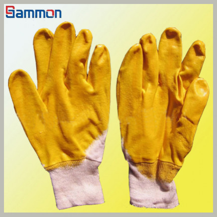 Sm1071 Yellow Color Nitrile Dipped Gloves