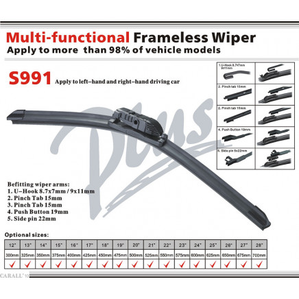Soft Wiper Blade with Universal Clips for 98% European Car Make