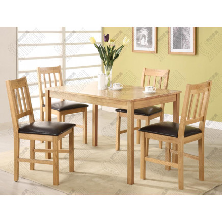 Solid Oak Wooden Dining Set, Dining Table and Chairs