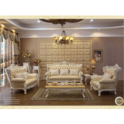 Solid Wood Home Furniture White Leather Sofa Living Room Furniture (sql-993)