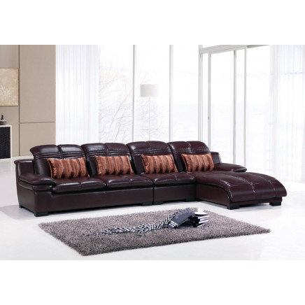 Solid Wood Leather Living Room Corner/Sectional Sofa (811)