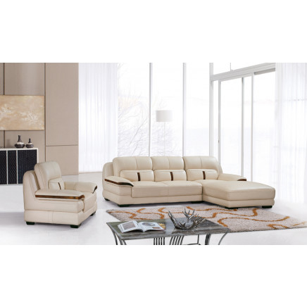 Solid Wood Leather Living Room/Home Furnituresectional Corner Sofa (886)