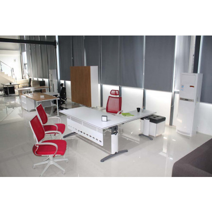 Special Style Manager Table with Leather Cushion Mobile Pedestal (OWDK2704-18)