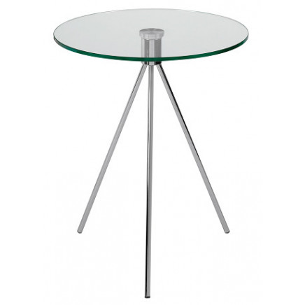 Steel Metal Glass Tripod Leg Side Corner End Table