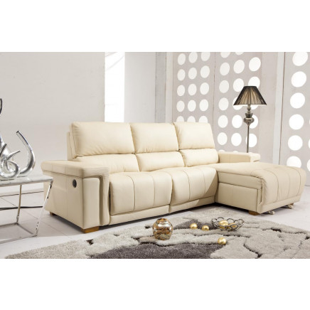 Storage Chaise Lounge Leather Sofa (611)