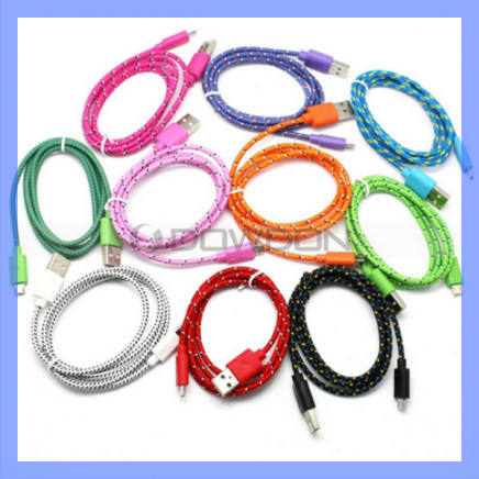 Strong Nylon Braided USB Charger Cable for iPhone 6/5/5s/5c 1m/2m/3m Long