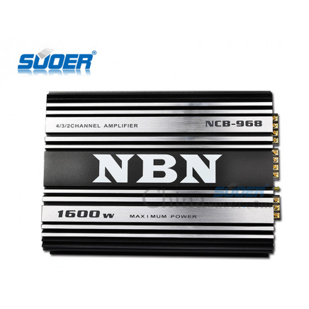 Suoer Factory Price 1600W Car Power Amplifier 4/3/2 Channel Car Audio Amplifier (NCB-968V)