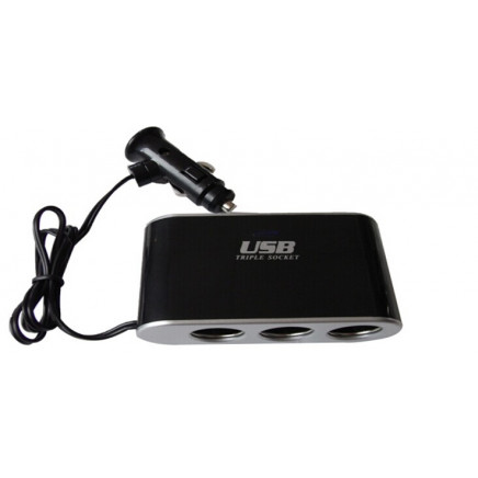 Suoer Factory Price Triple Socket USB Car Cigarette Lighter Car Charger Adapter (WF-861)