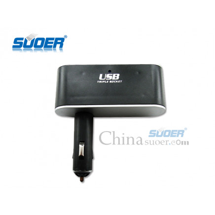 Suoer Universal Auto Cigarette Lighter Socket USB Car Cigarette Lighter 12V Car Charger (WF-0100)