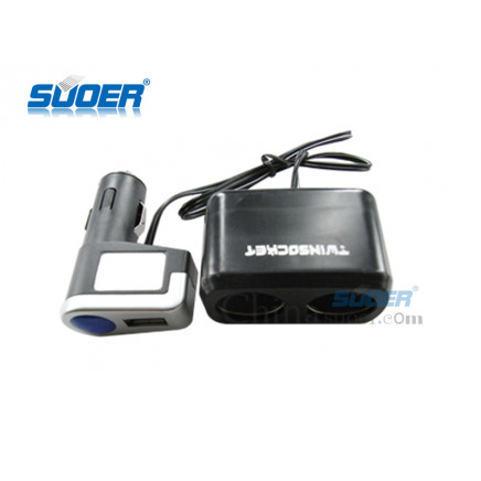 Suoer Universal Auto Cigarette Lighter Socket USB Car Cigarette Lighter Car Charger Converter (WF-0097)