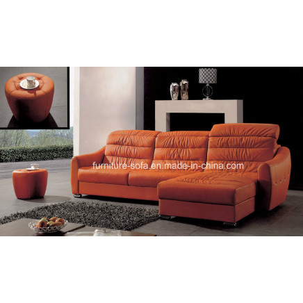 Sweet Home Furniture Red Leather Sofa with High Back (SO42)
