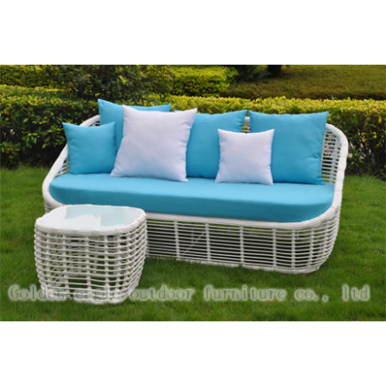 Thick Round PE Rattan White Sofa Outdoor Lounge (CP0093)